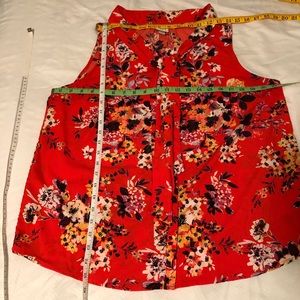 a new day Tops - Orange Floral Bow Blouse a new day Tops - Orange Floral Bow Blouse